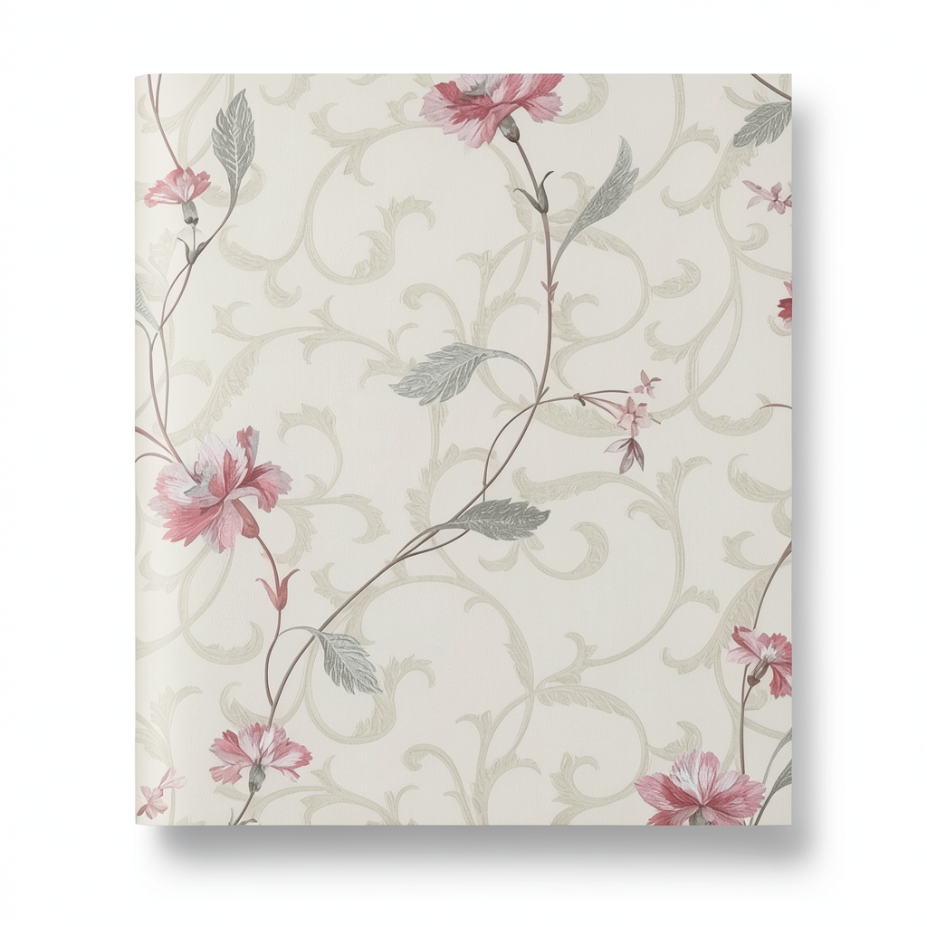 Wall Decoration Floral Design 10 m x 0.73 m Pale Beige, Model 3918