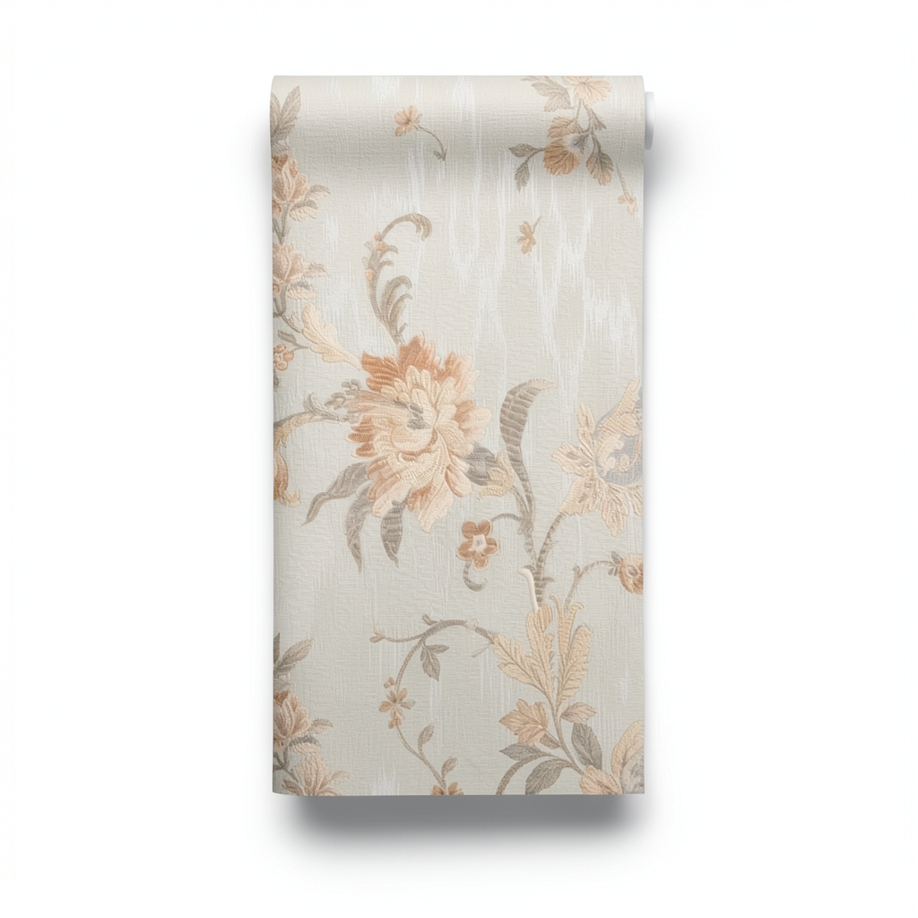 Wall Decoration Floral Design 10 m x 0.73 m Pale Beige, Model 2409