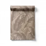Italian wallpaper leaf-patterned design 10m x 1.06 m, dark beige color, model 78007