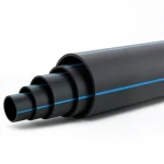 HDPE Pipe  PN 16 Bar [PE 100] OD 225 mm  SDR 11  Color Black with Blue Stripes | Almona Factory