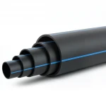HDPE Pipe  Working Pressure  6.3 Bar [PE 100] Size (OD) 225 mm  SDR 26  Color Black with Blue Stripes | Almona Company