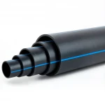 HDPE Polyethylene Pipe  PN 16 Bar [PE 100] OD 355 mm  SDR 11  Color Black with Blue Stripes | Almona Factory