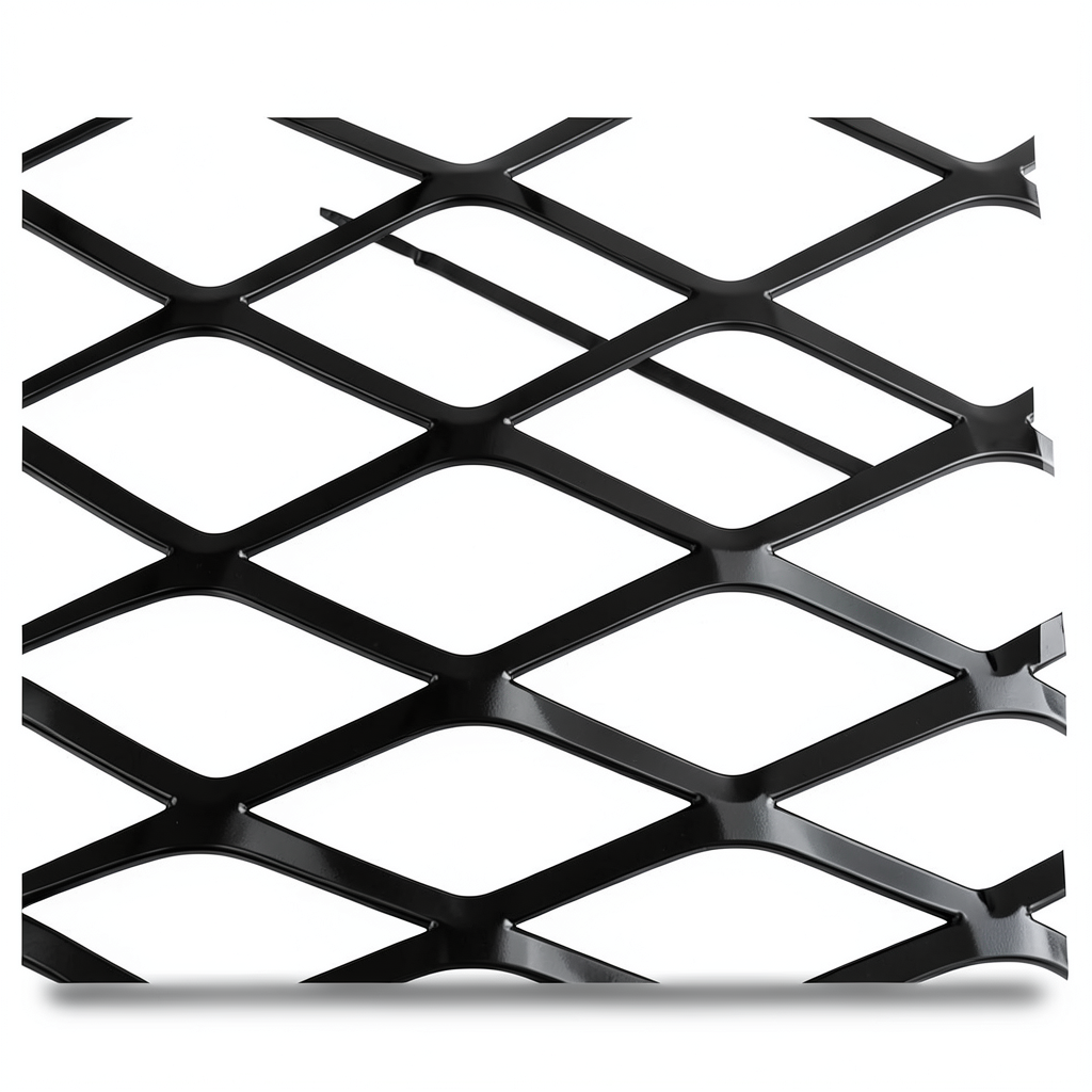 Hot Rolled Steel Expanded Metal Mesh Thickness 1.4 mm Width 1.22 m Length 4 m, Black
