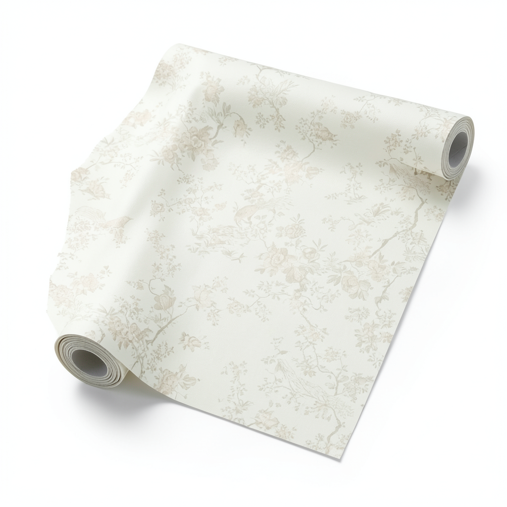 Italian Wallpaper Floral Design Off White, Size 10mx1.06m, Model RC19045