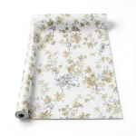 Italian Wallpaper Floral Design 10mx1.06m White with Gold