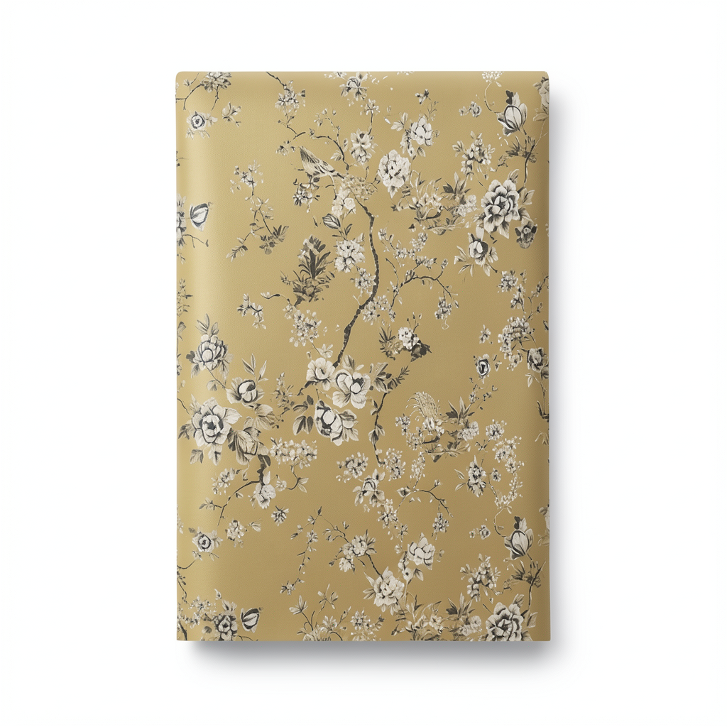 Italian Wallpaper Floral Design Gold Color, Size 10mx1.06m, Model RC19042