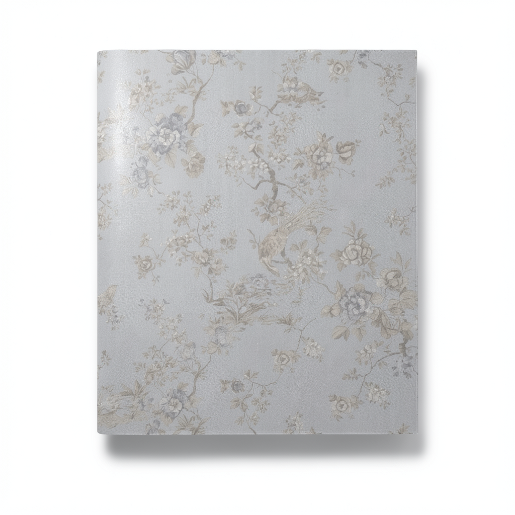 Italian Wallpaper Gray Color Floral Design, Size 10m x 1.06m, Model RC19047