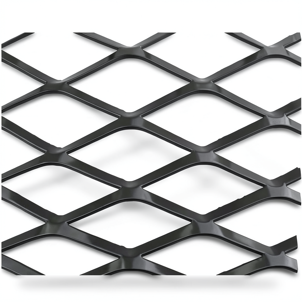 Hot Rolled Steel Expanded Metal Mesh Thickness 1.8 mm Width 1.22 m Length 2 m, Black