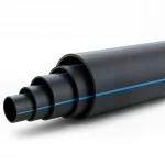 HDPE Pipe  Nominal Pressure 6.3 Bar [PE 100] OD 200 mm  SDR 26  Color Black with Blue Stripes | Almona Factory