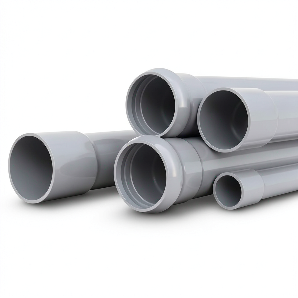 UPVC Pipes Nominal Pressure 4 Bar Outer Diameter 200 mm Thickness 4 mm Gray