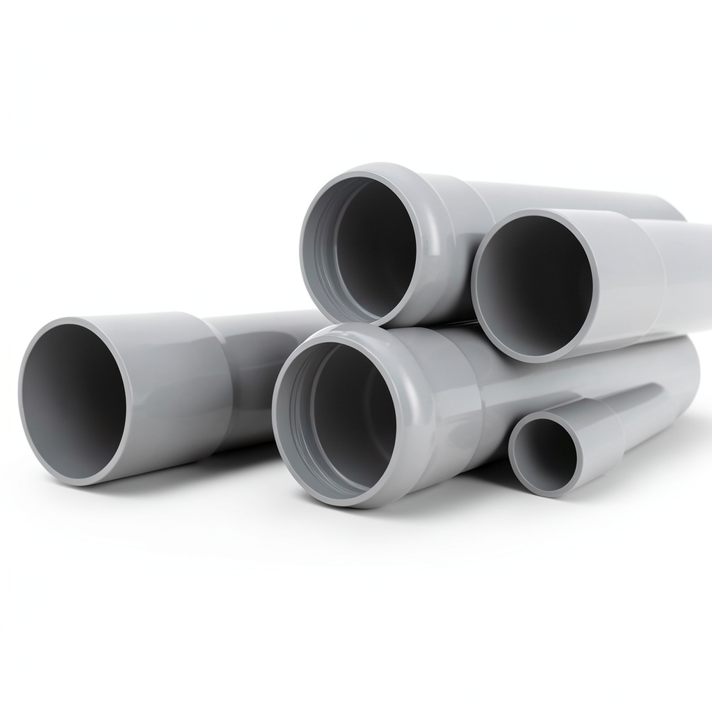 UPVC Pipes Nominal Pressure 4 Bar Outer Diameter 200 mm Thickness 4 mm Gray