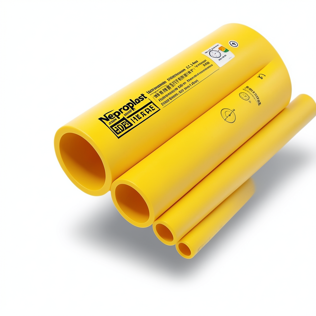 مواسير HDPE نيبروبلاست PE 80 ضغط 12.5 بار قطر 280 مم سمك 25.4 مم لون أصفر | نيبروبلاست