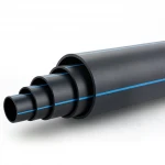 أنابيب HDPE ضغط  10 بار [PE 100] قطر خارجي 200 مم  SDR 17  لون اسود مع خط ازرق | مصنع المنى