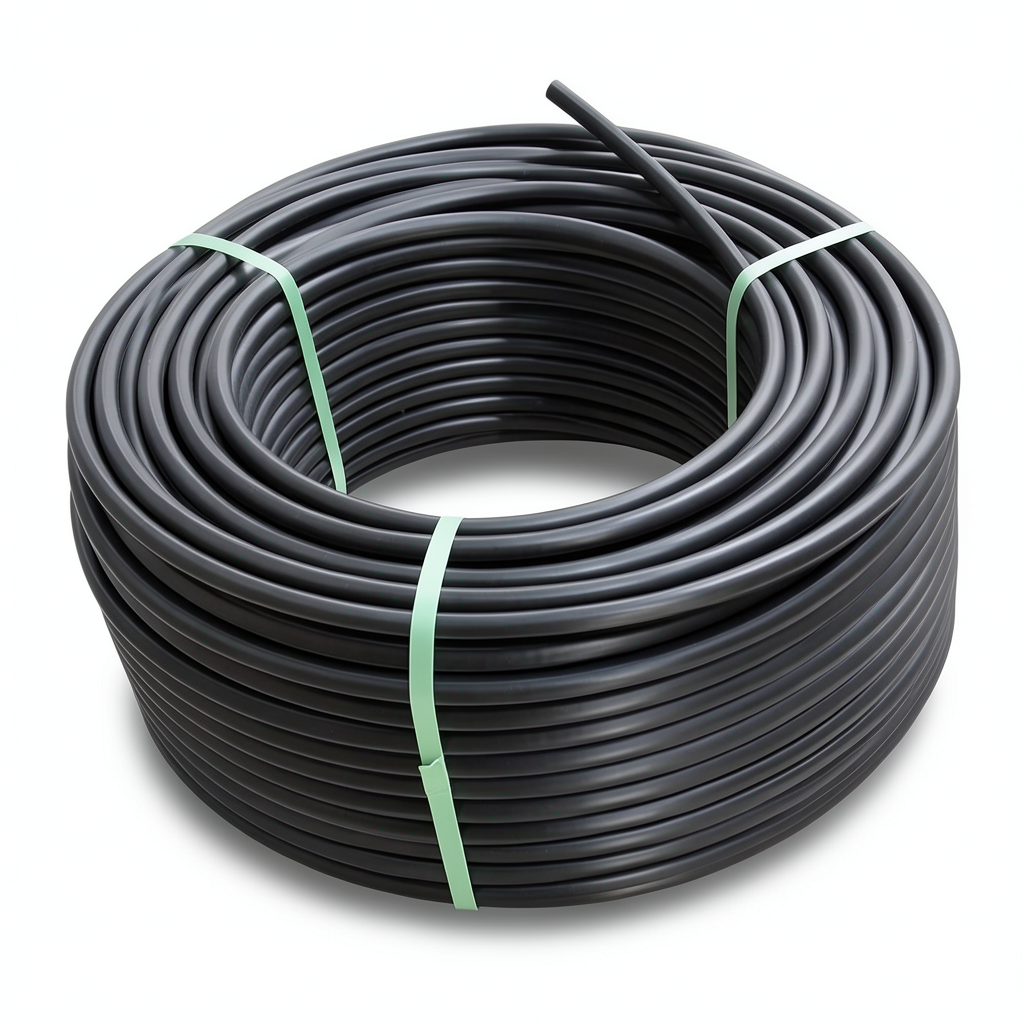 لفة أنابيب HDPE ضغط 12.5 بار PE 80، قطر خارجي 75 مم، SDR 11، أسود