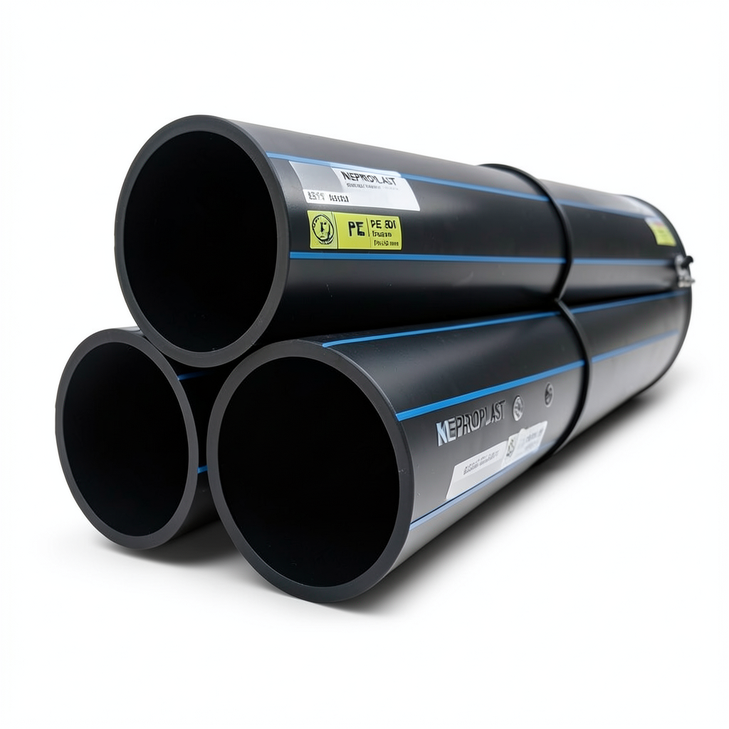 HDPE Pipes PE 80 Pressure 12.5 Bar Outside Diameter 315 mm Thickness 28.6 mm Black | NEPROPLAST