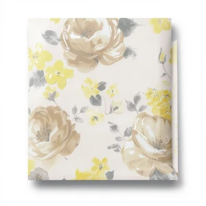 Floral Wall Decoration 10m x 0.53m Beige with Yellow, Model 448887