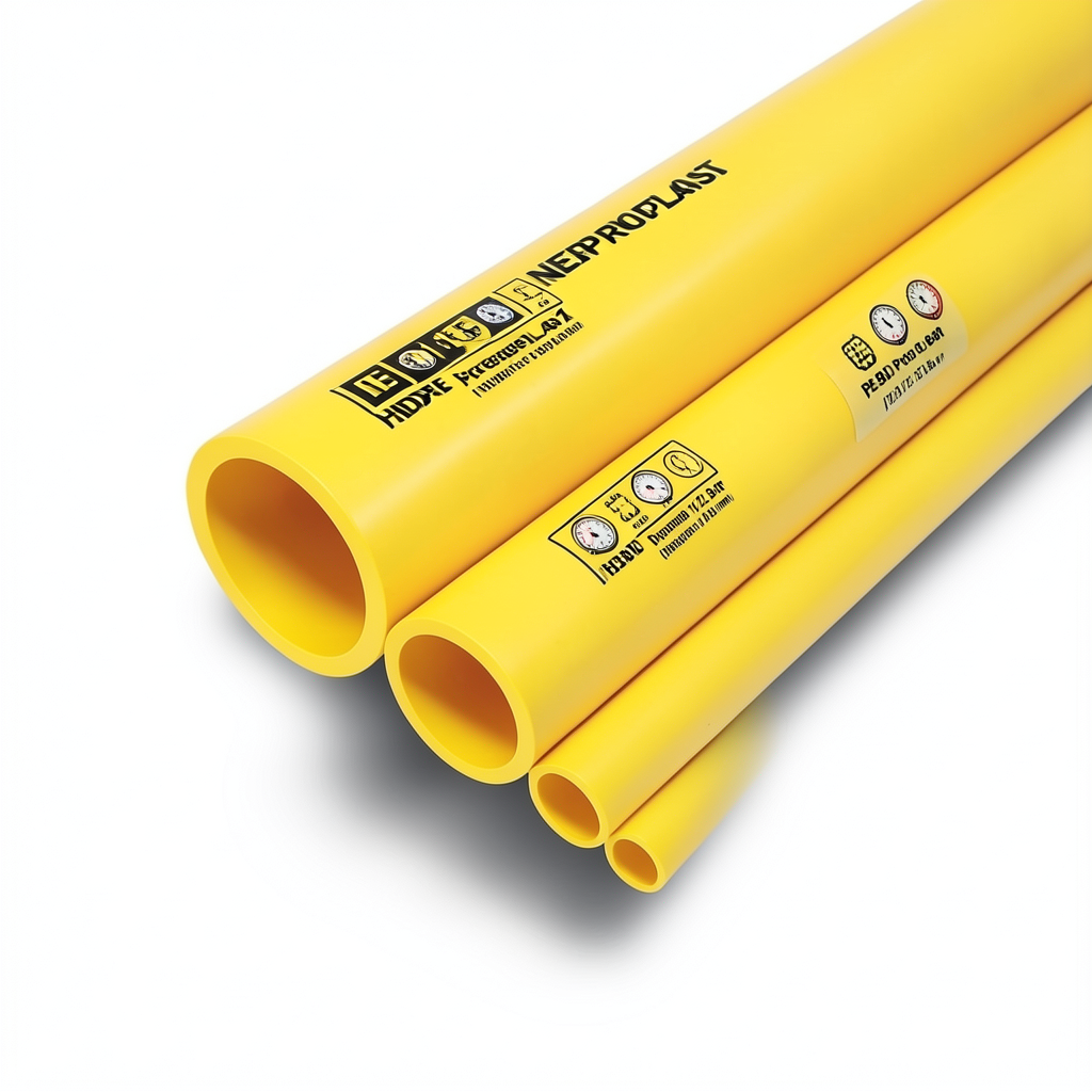 مواسير HDPE PE 80 ضغط 12.5 بار قطر 180 مم سمك 16.4 مم لون أصفر | نيبروبلاست