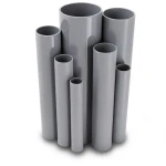 مواسير UPVC قطر خارجي 250 مم، سمك 6.1 مم، وزن 7.01 كجم/م، لون رمادي