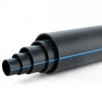 HDPE Plastic Pipe  Pressure 6.3 Bar [PE 100] Size (OD) 355 mm  SDR 26  Color Black with Blue Stripes | Almona Company