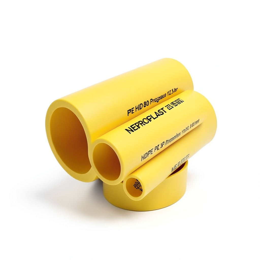 مواسير HDPE PE 80 ضغط 12.5 بار قطر 400 مم سمك 36.3 مم لون أصفر | نيبروبلاست