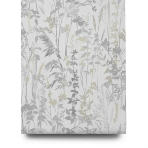 Leaf Patterned Wallpaper 10m x 0.53m Gray, Model 1025814