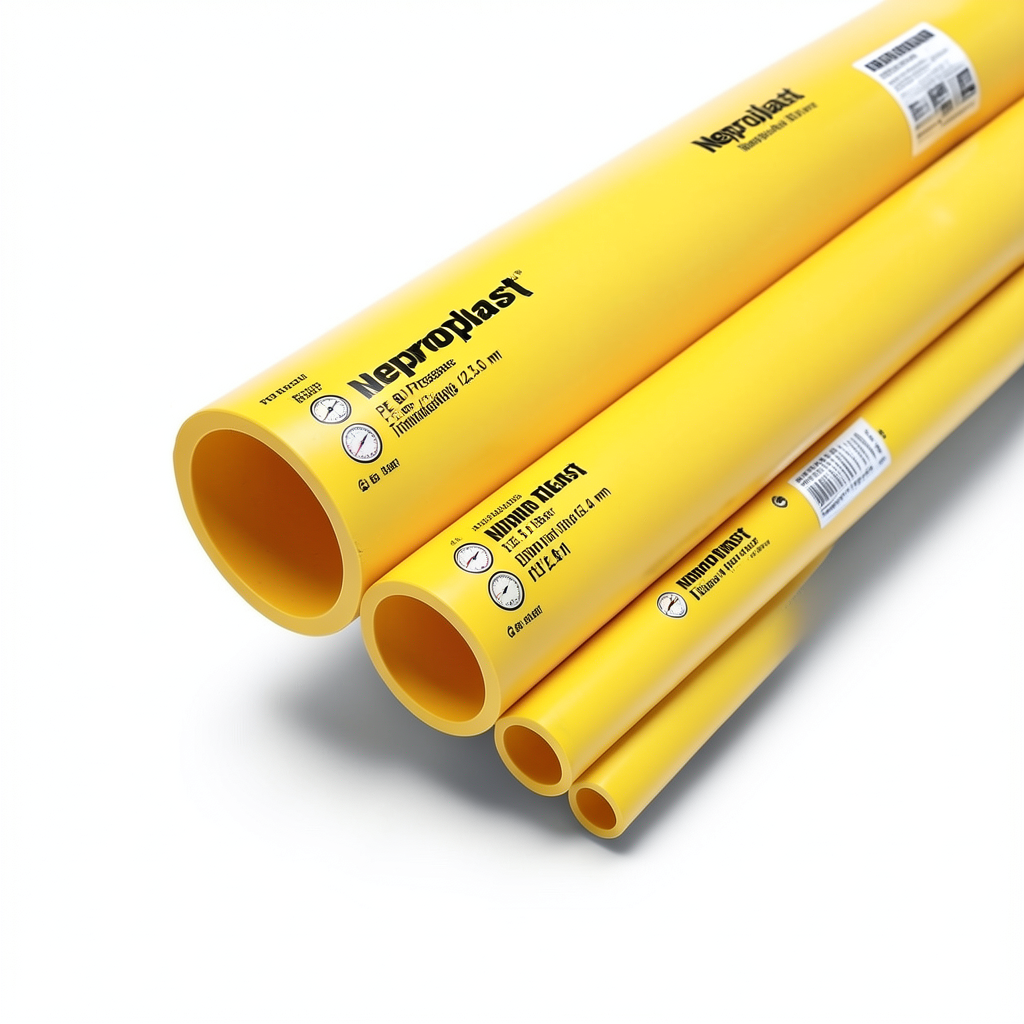 مواسير HDPE نيبروبلاست PE 80 ضغط 12.5 بار قطر 500 مم سمك 45.4 مم أصفر | نيبروبلاست