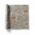 Italian Wallpaper Dark Beige Color Floral Design, Size 10mx1.06m, Model 82749