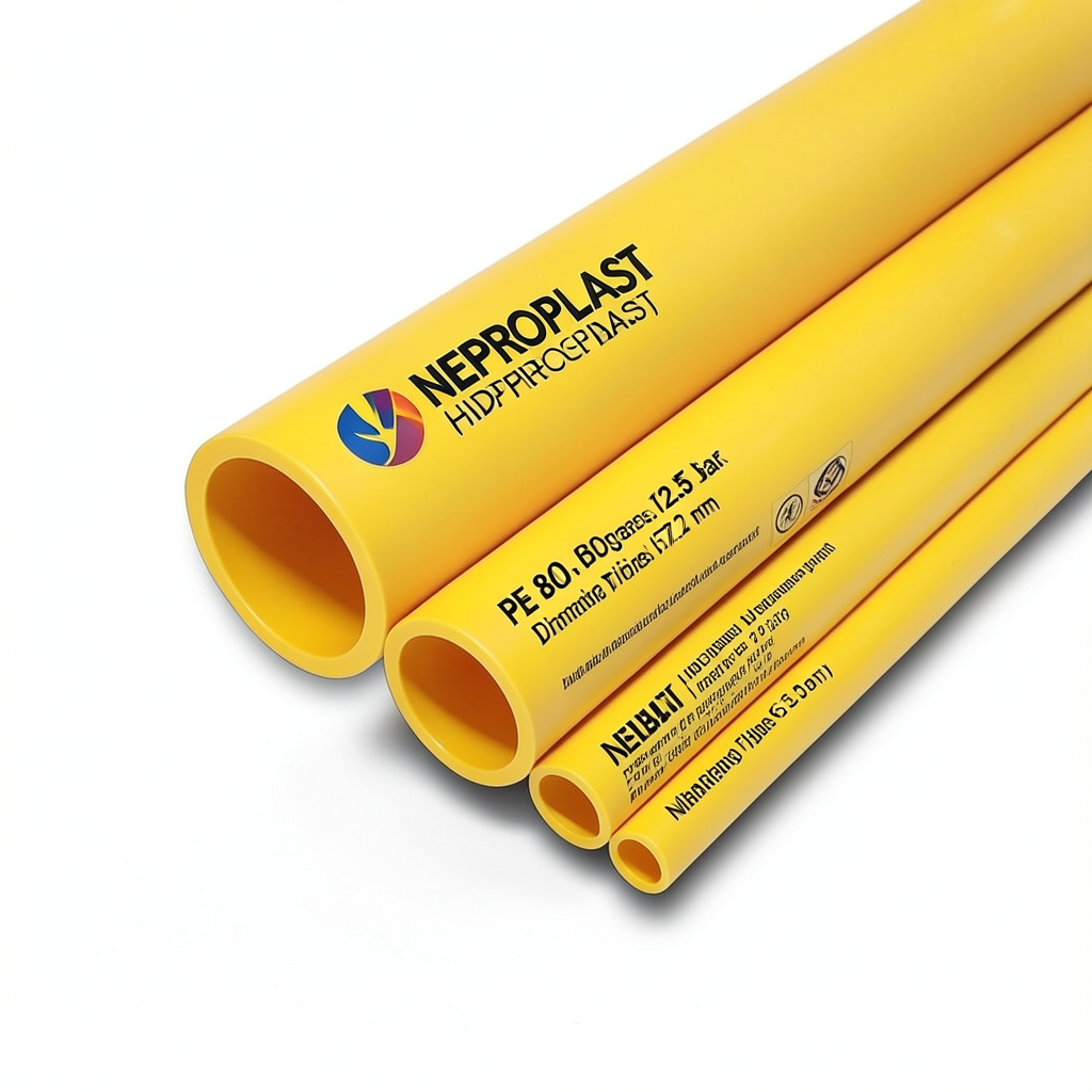 Neproplast HDPE Pipes PE 80 Pressure 12.5 Bar Diameter 630 mm Thickness 57.2 mm Yellow | NEPROPLAST