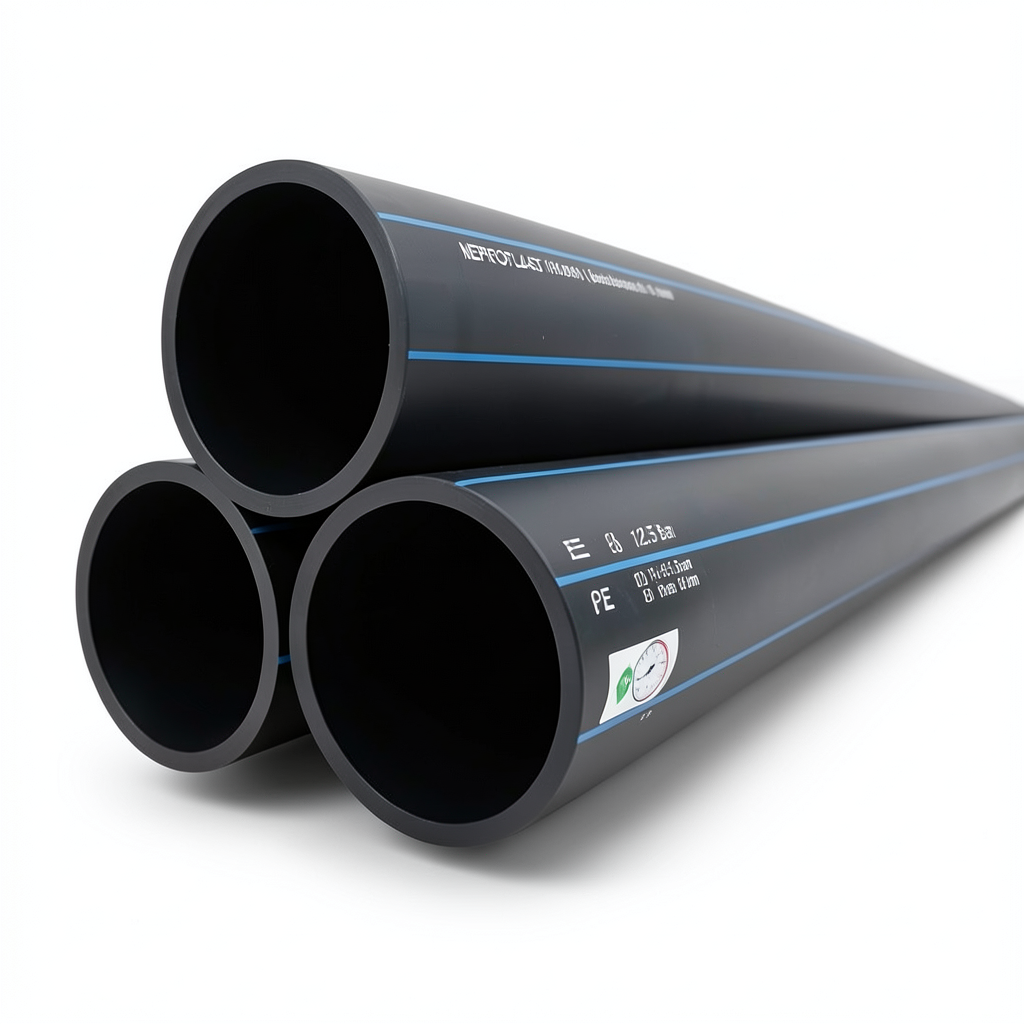 أنابيب HDPE PE 80 ضغط 12.5 بار قطر خارجي 160 مم سمك 14.6 مم أسود | نيبروبلاست