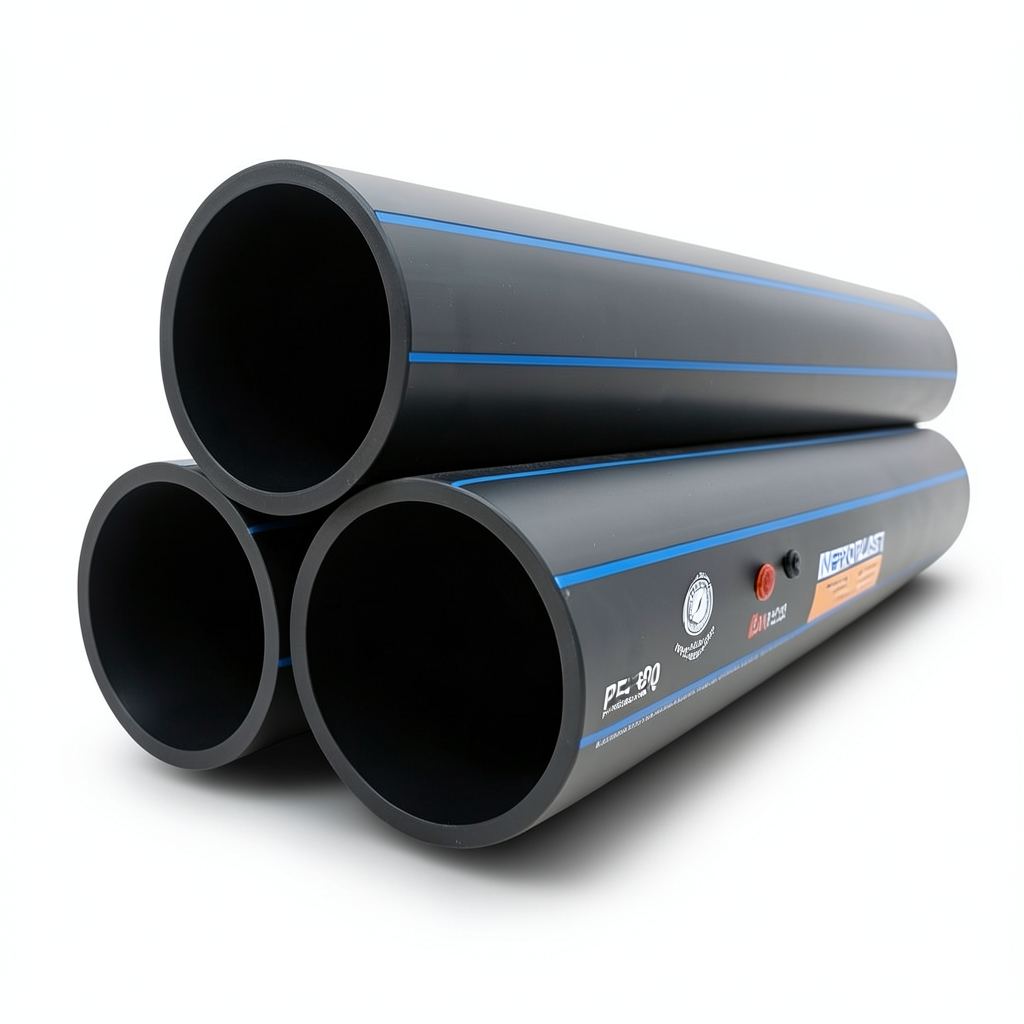 أنابيب HDPE PE 80 ضغط 12.5 بار قطر خارجي 180 مم سمك 16.4 مم لون أسود | نيبروبلاست