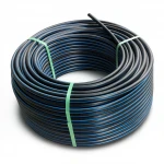 HDPE Plastic Coil Pipe  Nominal Pressure 16 Bar [PE 100] OD 20 mm  SDR 11  Color Black with Blue Stripes | Almona Factory