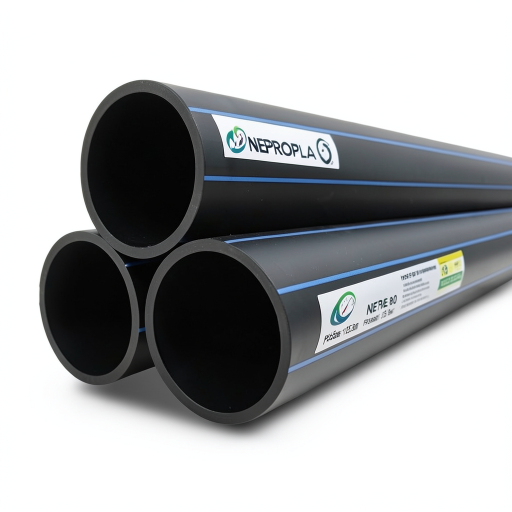 أنابيب HDPE PE 80 ضغط 12.5 بار قطر 355 مم سمك 32.2 مم لون أسود | نيبروبلاست
