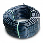 HDPE Plastic Coil Pipe  Nominal Pressure 16 Bar [PE 100] OD 20 mm  SDR 11  Color Black with Blue Stripes | Almona Factory