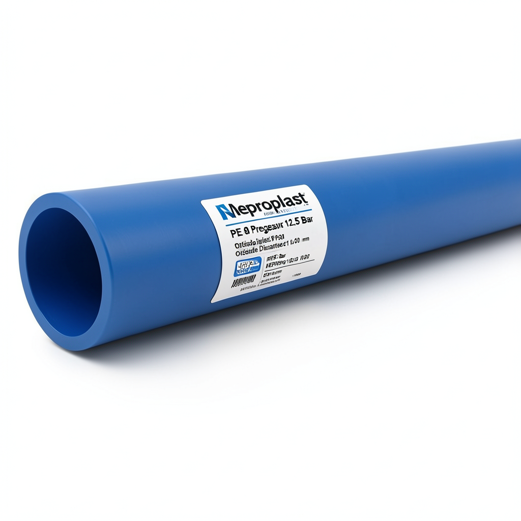 مواسير HDPE نيبروبلاست PE 80 ضغط 12.5 بار قطر خارجي 140 مم سمك 12.7 مم لون أزرق | نيبروبلاست