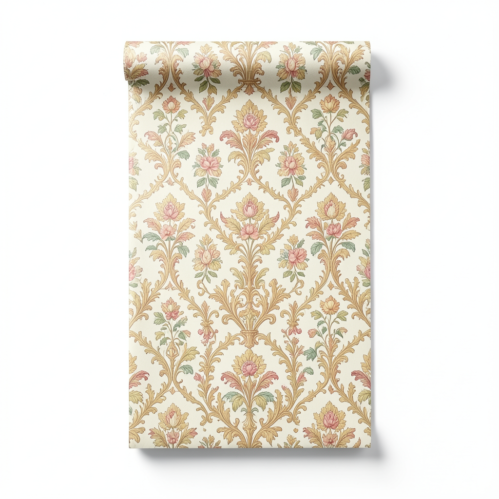 Italian Patterned Wallpaper 10m x 1.06m Creamy Color, Model 83690