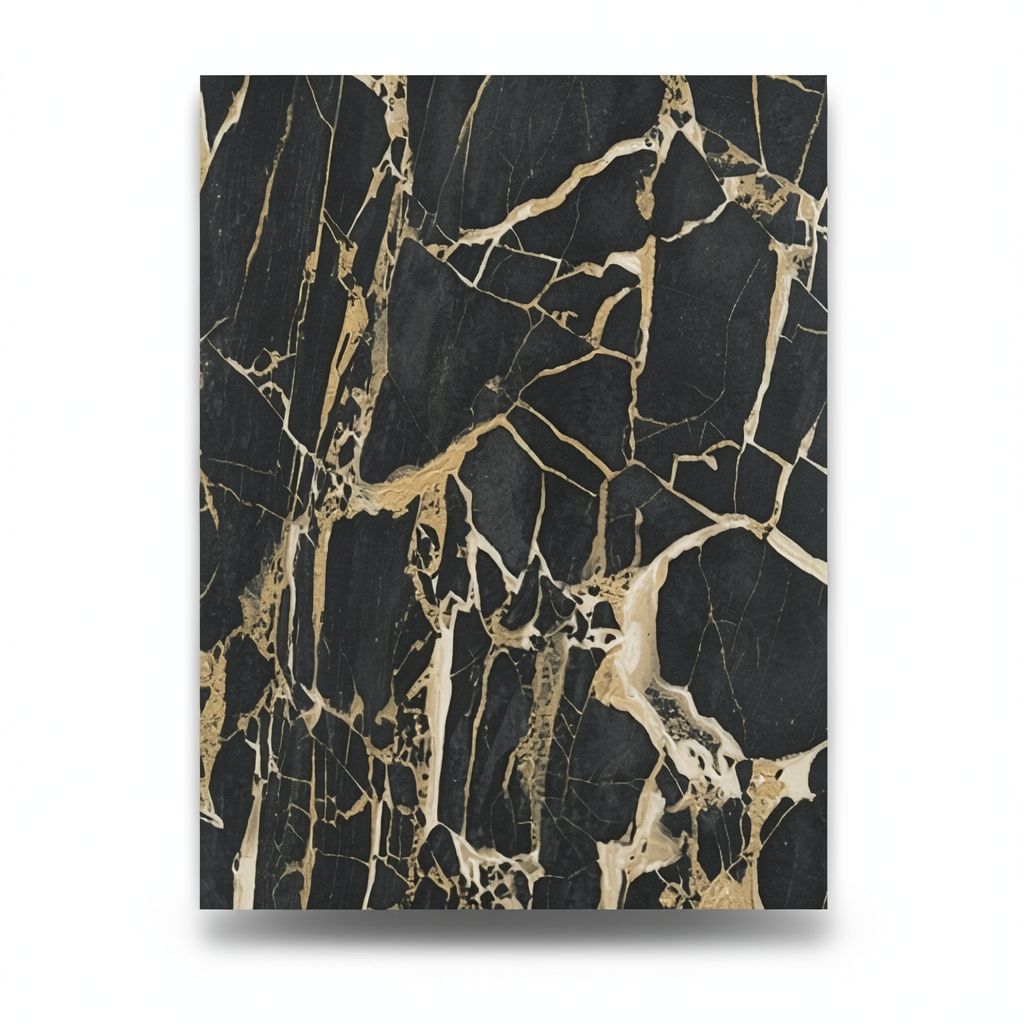 Italian Marble Wallpaper 10m x 1.06m Black with Gold, Model 84601