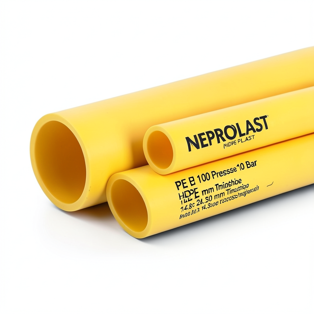مواسير HDPE PE 100 ضغط 10 بار قطر 250 مم سمك 14.8 مم لون أصفر | نيبروبلاست