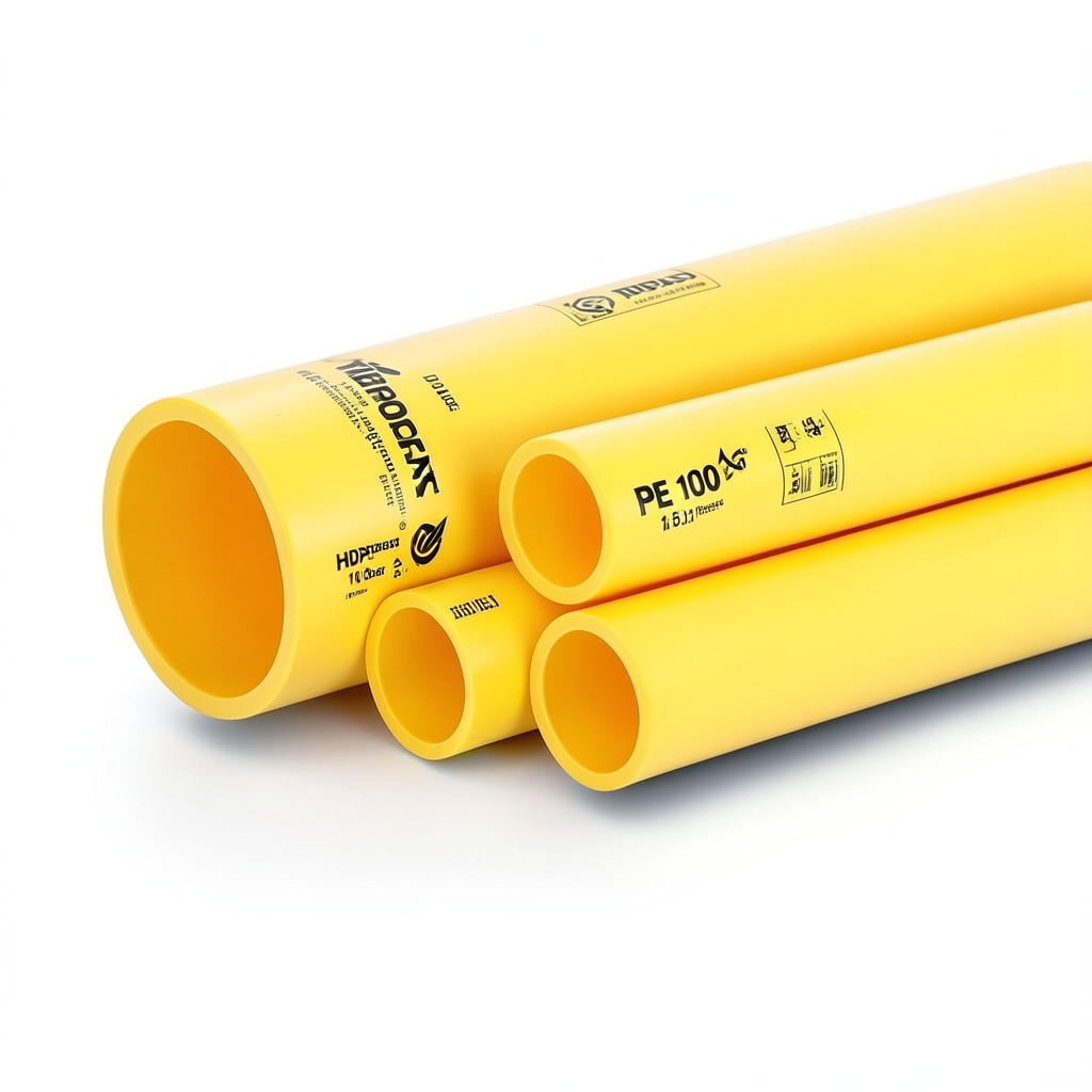 مواسير HDPE PE 100 ضغط 10 بار قطر خارجي 315 مم سمك 18.7 مم لون أصفر | نيبروبلاست