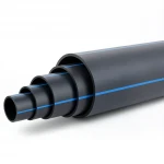 HDPE Polyethylene Pipe  PN 20 Bar [PE 100] Outside Diameter 280 mm  SDR 9  Color Black with Blue Stripes | Almona Factory