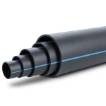 مواسير بلاستيك HDPE ضغط 5 بار PE 80 قطر خارجي 450 مم SDR 26 أسود مع خط أزرق