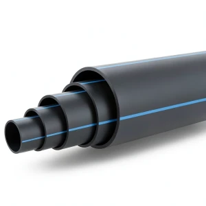 مواسير HDPE ضغط 3.2 بار PE 80 قطر خارجي 355 مم SDR 41 لون اسود مع خط ازرق