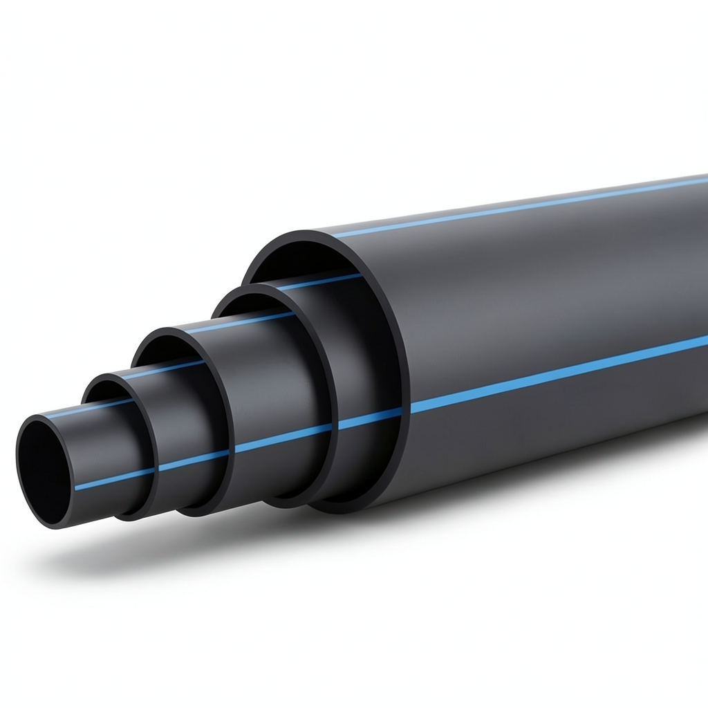 أنابيب HDPE ضغط 3.2 بار PE 80 قطر خارجي 400 مم SDR 41 أسود مع خطوط زرقاء