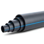 مواسير بلاستيك HDPE ضغط 5 بار PE 80 قطر خارجي 450 مم SDR 26 أسود مع خط أزرق