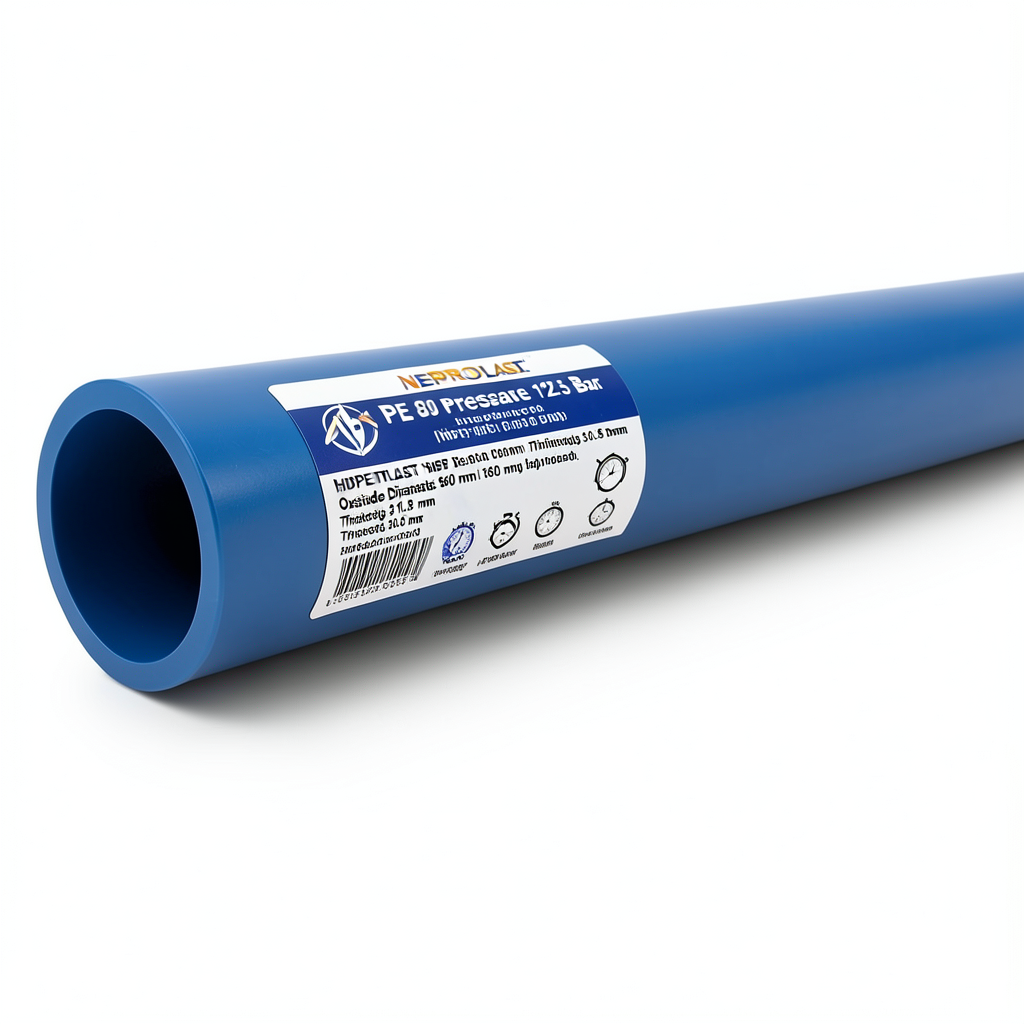 HDPE Pipes PE 80 Pressure 12.5 Bar Outside Diameter 560 mm Thickness 50.8 mm Blue | NEPROPLAST