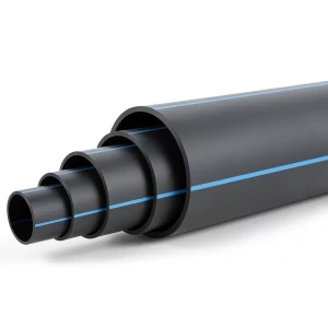 HDPE Polyethylene Pipe PN 5 Bar PE 80 OD 315 mm SDR 26 Black with Blue Stripes