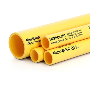 مواسير HDPE نيبروبلاست PE 100 ضغط 10 بار قطر خارجي 200 مم سمك 11.9 مم لون أصفر | نيبروبلاست
