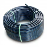 لفة أنابيب HDPE ضغط  10 بار [PE 100] قطر خارجي 75 مم  SDR 17  لون اسود مع خط ازرق | مصنع المنى