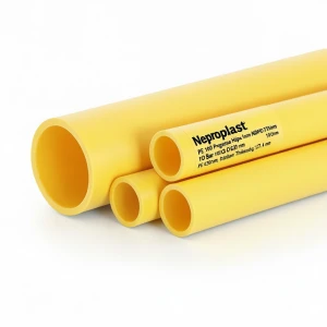 مواسير HDPE نيبروبلاست PE 100 ضغط 10 بار قطر خارجي 630 مم سمك 37.4 مم لون أصفر | نيبروبلاست