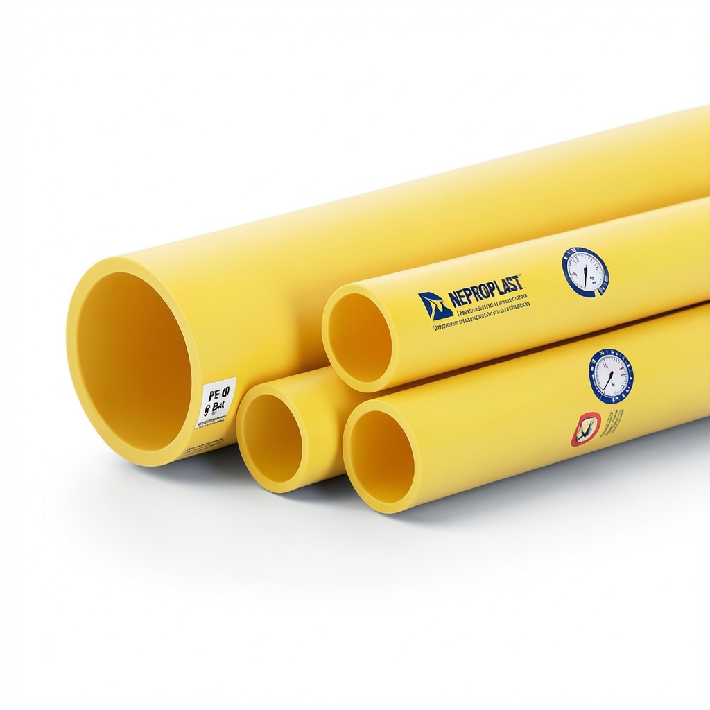مواسير HDPE PE 80 ضغط 8 بار قطر خارجي 200 مم سمك 11.9 مم لون أصفر | نيبروبلاست