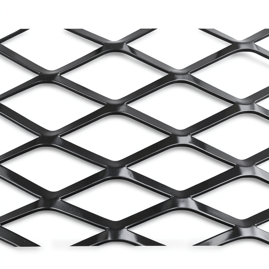 Hot Rolled Steel Expanded Metal Mesh Thickness 6 mm Width 1.22 m Length 5 m, Black